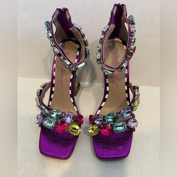 BETSEY JOHNSON Lillie Purple Heels with Jewels & Rhinestones NWOT - Picture 6 of 15